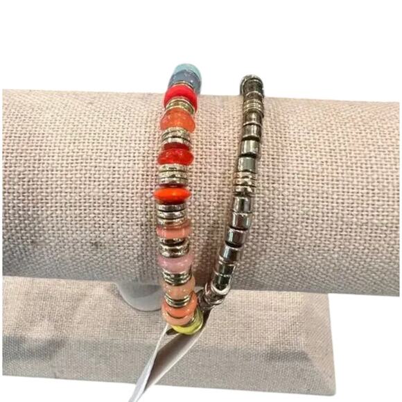 NWT LOFT Rainbow & Gold Pride Beaded Bracelet - Set of 2 Bracelets - Picture 6 of 10